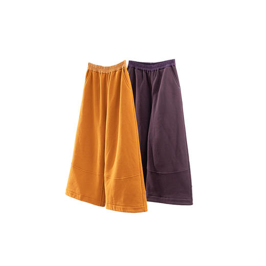 特绽放763朵/活力橙彩色卫裤·加绒加厚宽松阔腿拼接分割休闲裤冬 商品图4