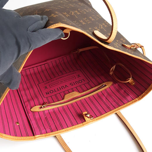 【95新】LV路易威登M41178中号老花NF玫红内里Neverfull购物袋单肩包女士301025NJS08 商品图8