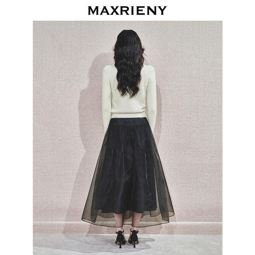 MAXRIENY精致优雅织带针织外套24冬款修身显瘦长袖上衣女小衫内搭(货号:MS85JA779) 商品图3