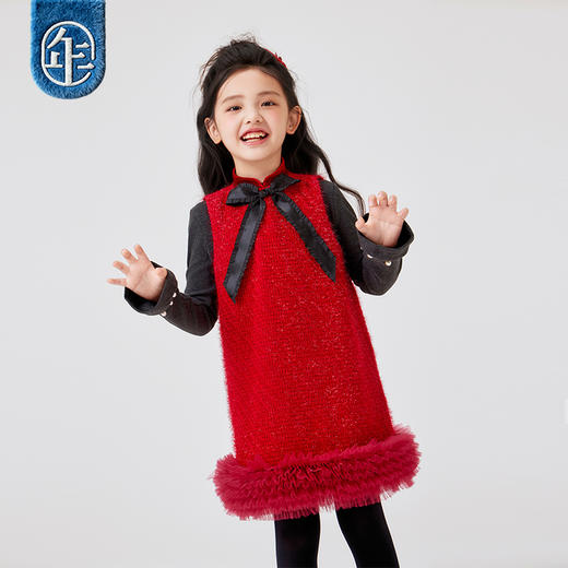 年衣童装冬季新款中式背心裙加厚宝宝新年拜年甜甜蜜蜜连衣裙 商品图4