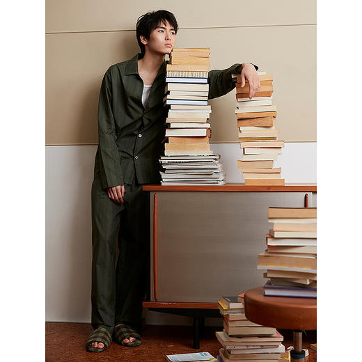 GXG男士家居服 条纹衬衫式可外穿家居服睡衣单上衣 25年春新品 商品图2