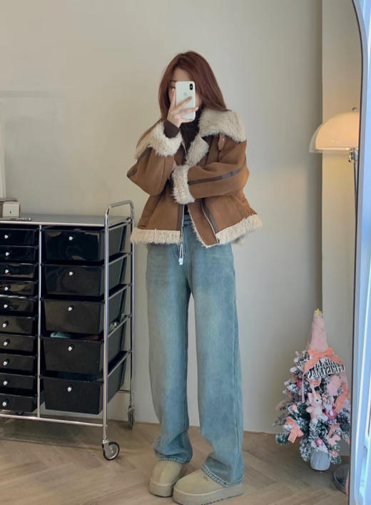 加绒窄版直筒裤 商品图3