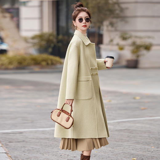 时尚甜美娃娃领显瘦气质毛大衣，韩版双面呢外套HR-MDN6803 商品图3