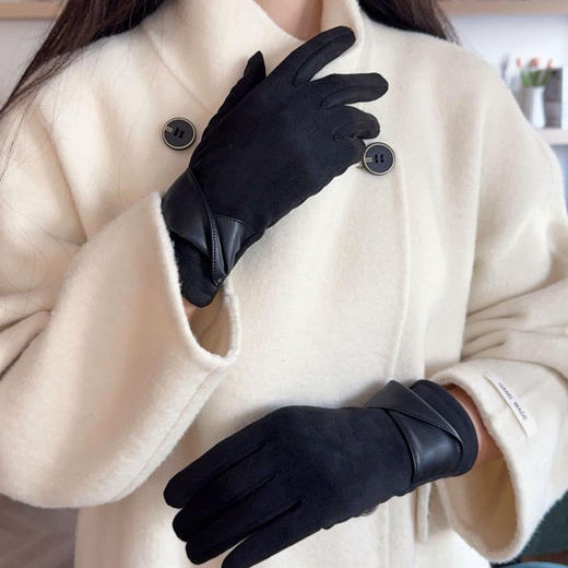 【超值2双装】SOOKIE 麂皮绒保暖手套 亲肤柔软 防风保暖 食指触屏设计 4色可选 商品图3