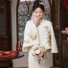 刺绣披肩新娘装，复合蕾丝长款旗袍两件套国风旗袍LJX-875 商品缩略图0