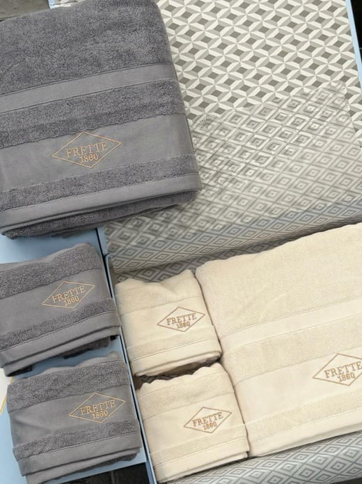 FRETTE埃及棉浴巾三件套。先说一下尺寸
毛巾：37x75cm（两条）
浴巾：80x160cm 商品图2