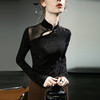 秋冬新款拼接网纱长袖气质修身上衣XD-F20245310 商品缩略图2