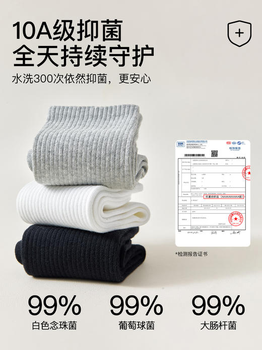原价29.9 限时折扣价23.9元 【体慕】白色袜子男款春秋纯棉中筒袜抗菌防臭吸汗男士短袜青少年运动棉袜 商品图3