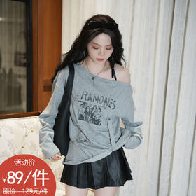 美式皮带斜肩褶皱长袖T纪念日百货门店同款165294246