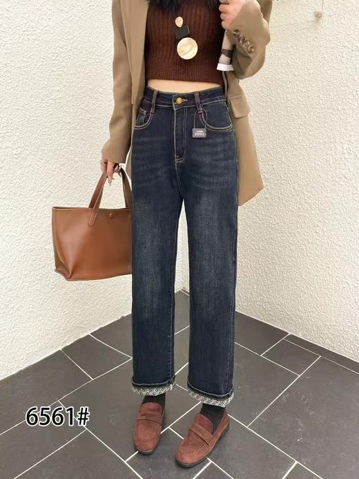 【牛仔裤】6561弹力水泥灰休闲小个子窄版小直筒裤-喜出 商品图0