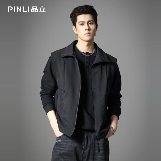 PINLI品立春季新款潮牌工装立领马甲男宽松休闲百搭背心外套GD253107152 商品图3