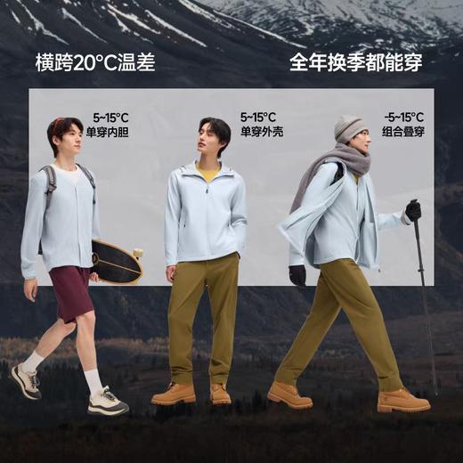 蕉下三合一运动外套ST019男秋新款防风防泼水保暖户外徒步登山运动软壳 商品图2