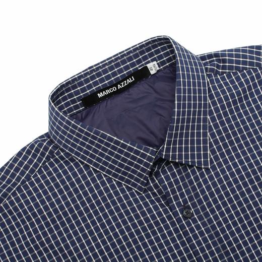 Marco Azzali 蓝色格子羽绒长袖衬衫 CC55699A1 商品图2