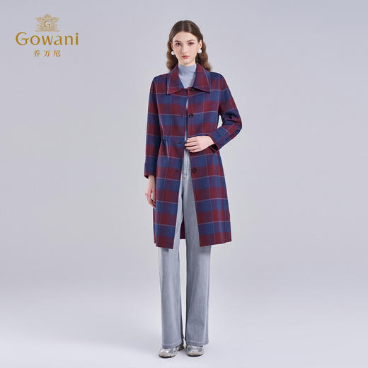 乔万尼新品绵羊毛大衣格纹设计重磅面料EI4A532 商品图3