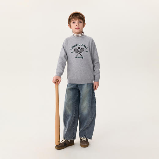 【莱赛尔】马克珍妮男童运动风绵羊毛针织衫2025年秋冬新款551903 商品图2