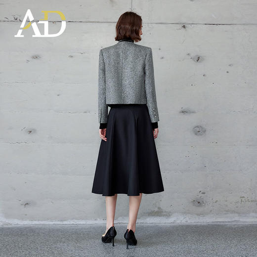 AD时尚套装女2024秋冬圆领小香风外套亮丝编织粗花呢长袖高端伞裙 商品图4