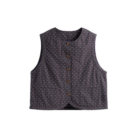 绽放722朵/棉色织提花夹棉短款马甲百搭保暖背心女2025冬新款上衣 商品图4
