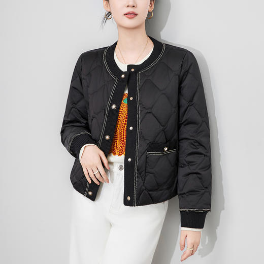 「高货wl」全新升级【铂金会员367/天猫499/差价132】(02610)洛诗琳小香风90白鸭绒羽绒服2025冬季防风菱格保暖外套 商品图2