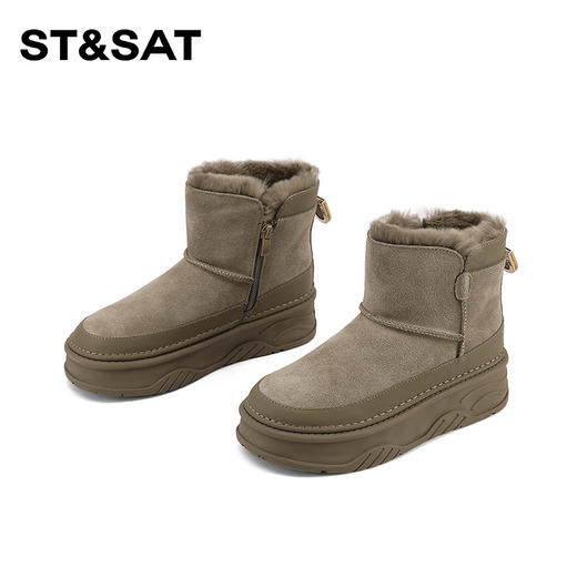 星期六时尚百搭加绒保暖厚底雪地靴SSC411A11P 商品图7