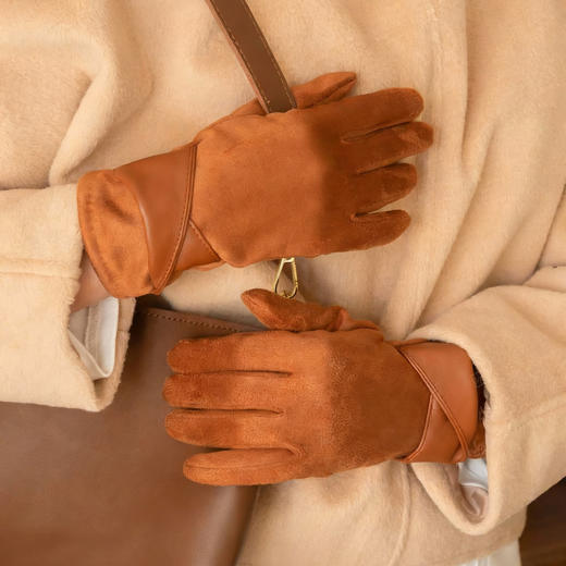 【超值2双装】SOOKIE 麂皮绒保暖手套 亲肤柔软 防风保暖 食指触屏设计 4色可选 商品图1