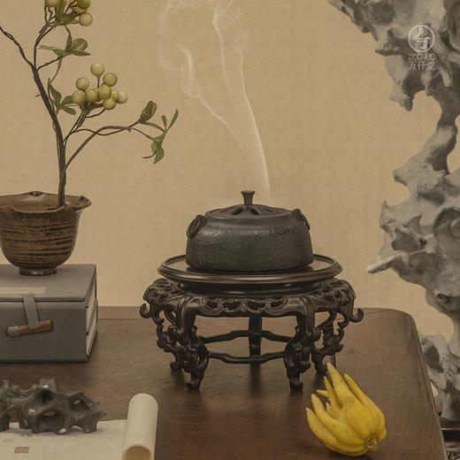 万仟堂雅士茶釜·烧水炉熟铁多功能香薰炉 商品图3