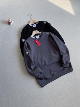 HH/海丽汉森 男子冬季加绒加厚圆领卫衣，立体硅胶印花