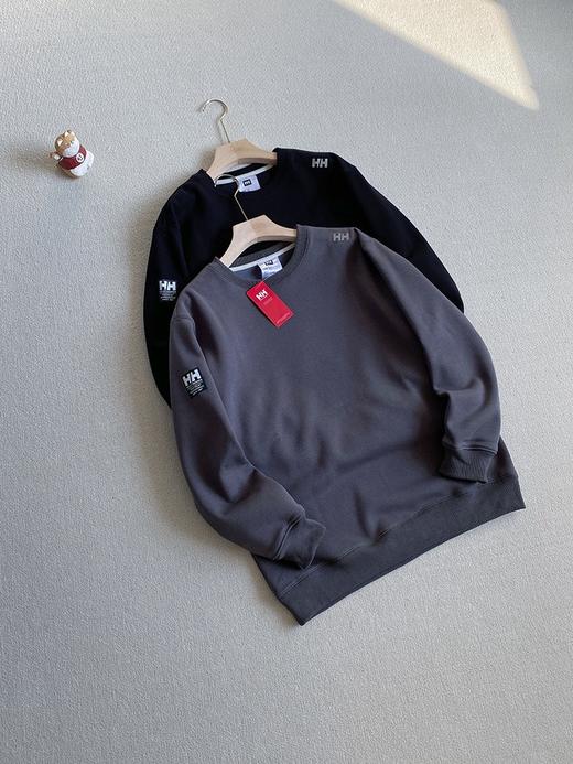 HH/海丽汉森 男子冬季加绒加厚圆领卫衣，立体硅胶印花 商品图0