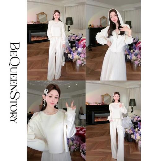 余潇潇【香草冰淇淋】空气层镂空卫衣&连帽外套&阔腿裤 商品图0