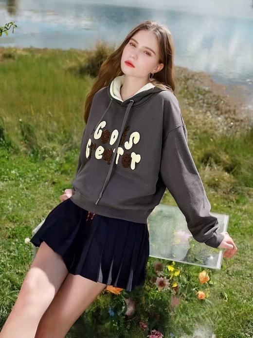 【卫衣系列】工艺系列-毛巾绣撞色帽字母连帽卫衣-喜出 商品图0