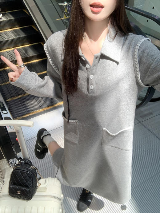<曾小咸推荐> 现货秒杀！微信超特价！灰色polo领长袖连衣裙 日常199.99 立减90 秒杀109.99！ 商品图13