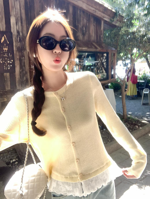 <曾小咸推荐>现货秒杀！微信超特价！下摆蕾丝花边针织开衫 日常159.99 立减70 秒杀89.99！ 商品图5