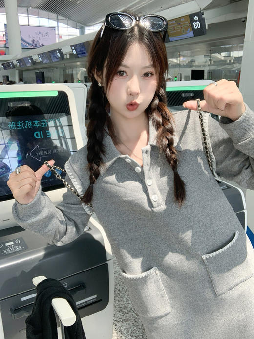 <曾小咸推荐> 现货秒杀！微信超特价！灰色polo领长袖连衣裙 日常199.99 立减90 秒杀109.99！ 商品图12