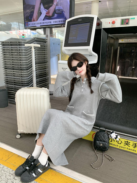 <曾小咸推荐> 现货秒杀！微信超特价！灰色polo领长袖连衣裙 日常199.99 立减90 秒杀109.99！ 商品图14