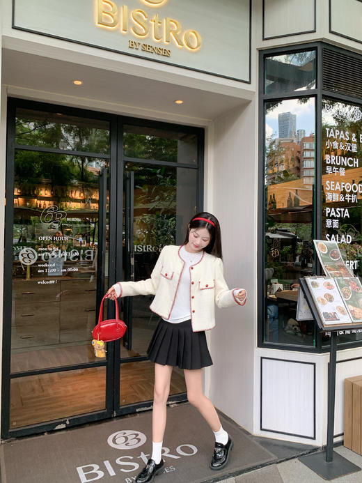 <曾小咸推荐>现货秒杀！微信超特价！ 小香风撞色米白色长袖外套 日常289.99 立减150 秒杀139.99！ 商品图11