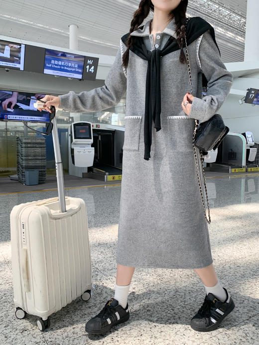 <曾小咸推荐> 现货秒杀！微信超特价！灰色polo领长袖连衣裙 日常199.99 立减90 秒杀109.99！ 商品图5