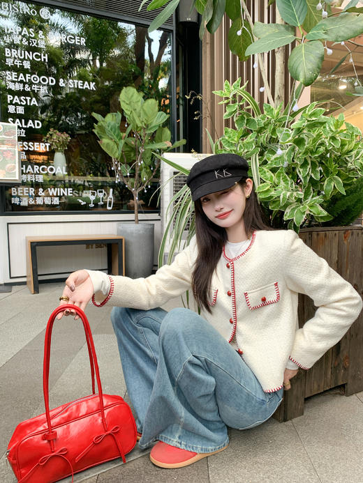 <曾小咸推荐>现货秒杀！微信超特价！ 小香风撞色米白色长袖外套 日常289.99 立减150 秒杀139.99！ 商品图12