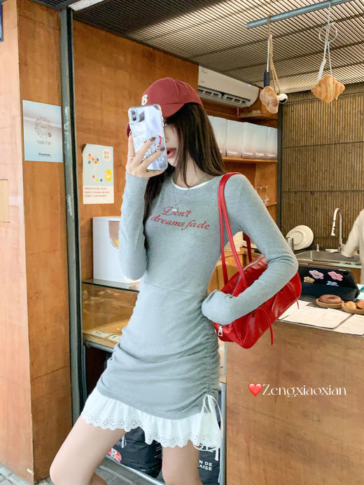 【169元任选2件】现货！灰色侧边抽绳连衣短裙 商品图12