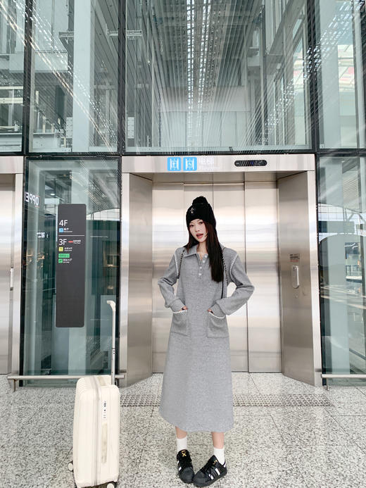 <曾小咸推荐> 现货秒杀！微信超特价！灰色polo领长袖连衣裙 日常199.99 立减90 秒杀109.99！ 商品图7