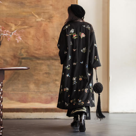 【林栖设计小店】毛呢外套绣花古典优雅配毛领2025秋冬新款大衣女1954072 商品图5