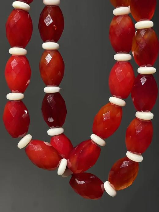 鲜红玛瑙菱格面橄榄珠项链与耳坠套组，顺丰包邮 商品图14