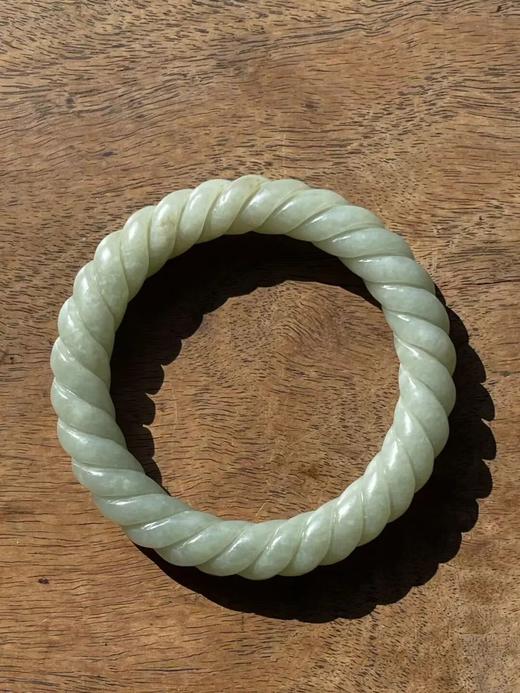 和田白玉绞绳纹手镯，顺丰包邮 商品图0