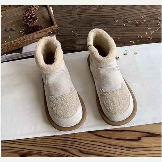 【69/双】防滑雪地靴女毛绒面勃肯短靴2025新款平底加绒加厚棉鞋冬季保暖鞋聚 商品图2