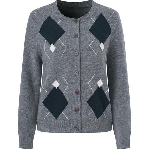 「高货wl」全新升级【铂金会员266/天猫359/差价93】(04206)洛诗琳100超细美丽诺羊毛上衣2025秋冬复古菱格纹针织开衫 商品图3