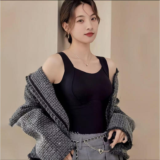 【贴身舒适❕保暖无痕】秋冬蚕丝德绒无痕保暖背心加绒加厚固定一体式显瘦打底保暖内衣女。ja 商品图4