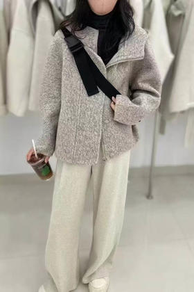 YW韩系连帽插肩袖设计双面呢短款大衣(LH)(LD)-纪念日百货167944290