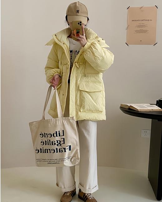 冬季新款收腰显瘦连帽加厚白鸭绒羽绒服女中长款竹节扣 外套 HY-29 商品图4