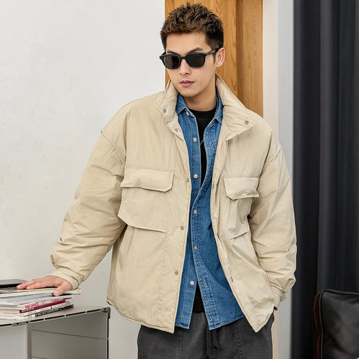 徐太浪【拼接口袋 白鸭绒】大码羽绒服男冬季厚款保暖防寒服外套 商品图0