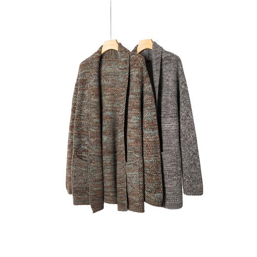 MENG·Baby Cashmere【雨润丝柔】100山羊绒重工卷边无扣中长款开衫 商品图0