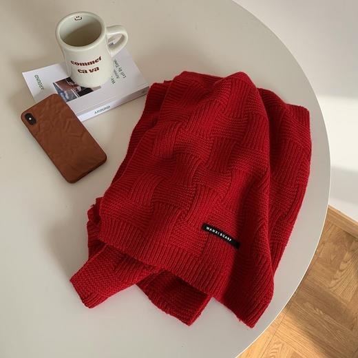 【时尚百搭❗️柔弹有型】围巾女2025新款冬季百搭高级感保暖加厚情侣毛线针织纯色围脖学生。ja 商品图7