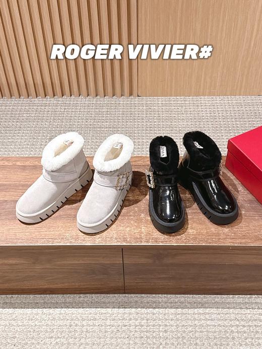 罗杰维维亚 钻扣毛毛拖/短靴（DBG） 商品图1